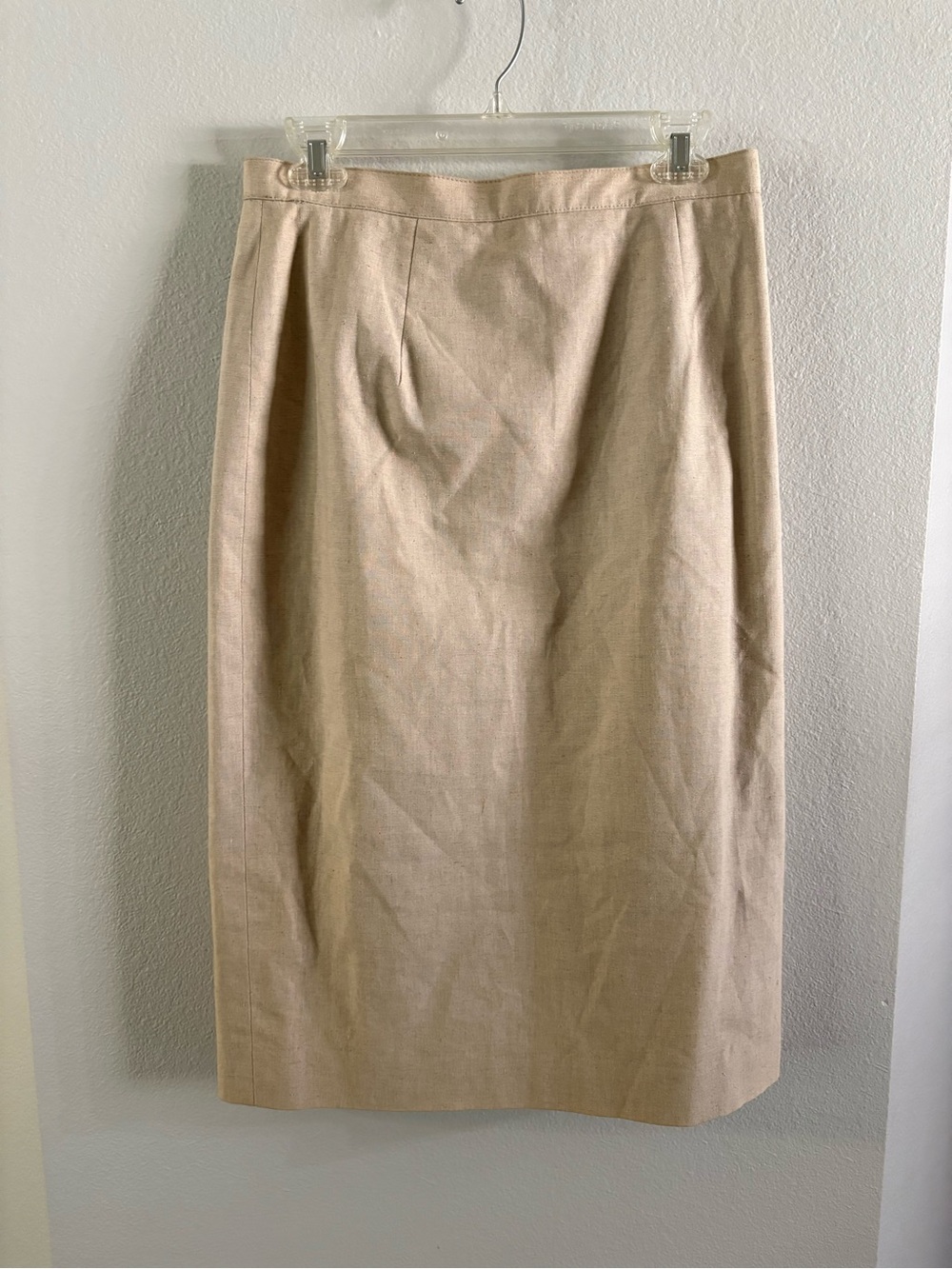 Vintage Ashley Brooke Beige Pencil Skirt - cotton linen blend size 12